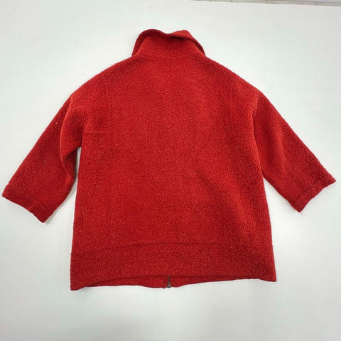 Vintage Oscar de la Renta Rust Wool Alpaca Zip Sweater Jacket Women's XL