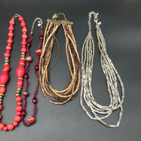 Boho Jewelry Lot 8 Necklaces Chico's Coldwater Creek Beaded Wood Multi-Strand