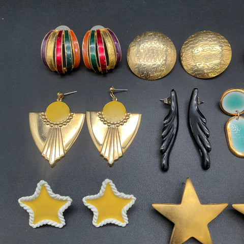 Vintage 80s 90s Costume Jewelry Earrings Lot of 15 Pairs Monet Enamel Retro