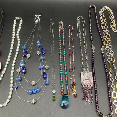 Fashion Costume Jewelry Lot of 11 Necklaces Beaded Faux Pearl Statement Styles