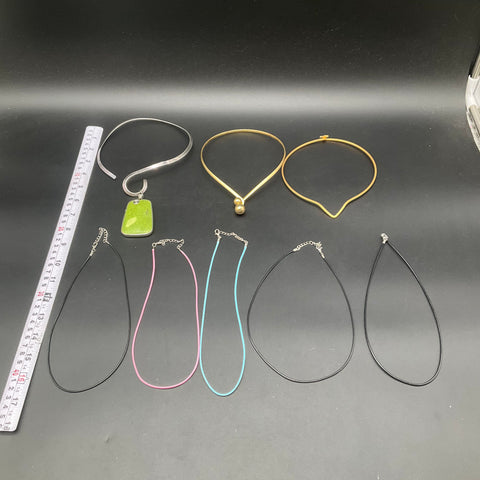 Costume Jewelry Lot 8pc Gold Silver Tone Torque Collars Faux Stone Cord Necklace