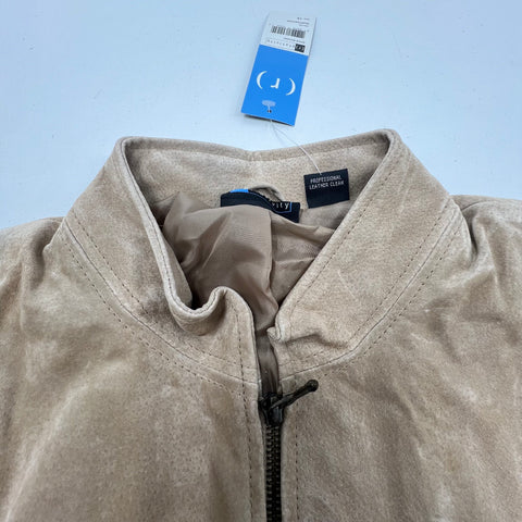 NWT Relativity Y2K Tan Suede Leather Zip Mock Neck Jacket Women's 1X