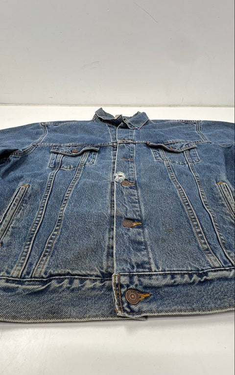 Vintage 90s Levi's 70507-0389 Distressed Denim Trucker Jacket Sz XL
