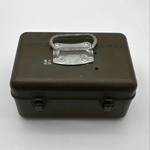 Vintage Military Chest M27 Metal Storage Box Olive Drab 12x7x6 Inch