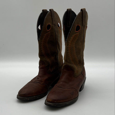 Laredo Men's Two-Tone Brown Leather Western Cowboy Boots Size 9.5 D