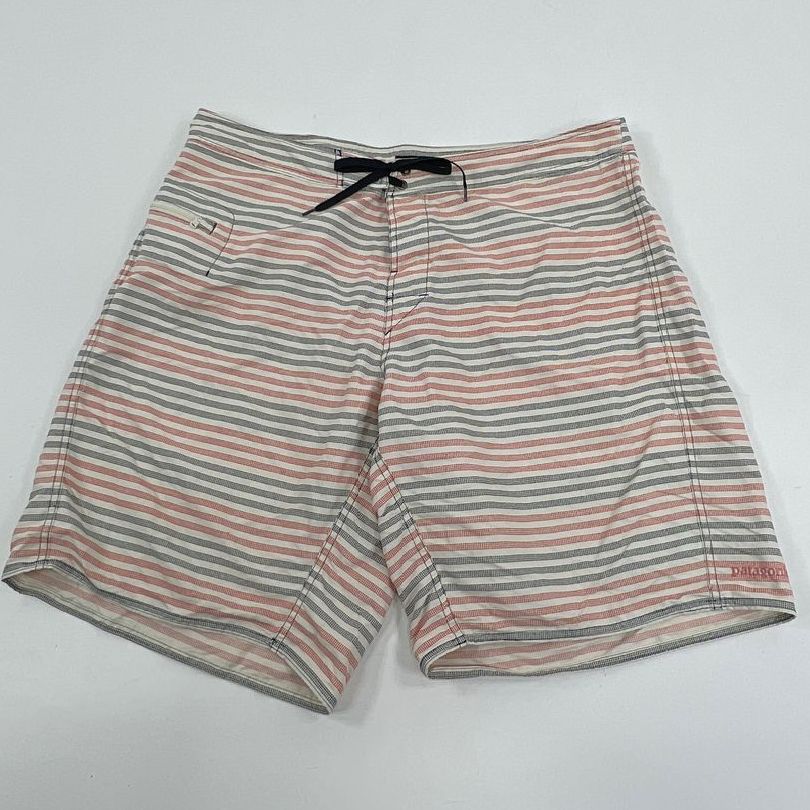 Men's Patagonia Red Blue Striped Swim Trunks Shorts - Size 40