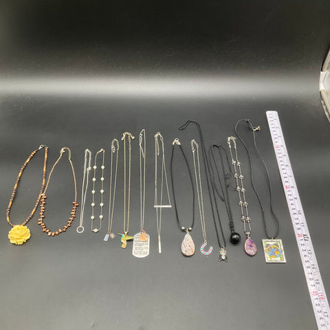Fashion Jewelry Necklace Lot of 14 Pendants Beads Rhinestones Enamel Artistic