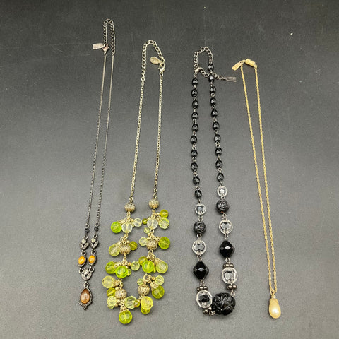 1928 2028 Jewelry Lot of 7 Necklaces Earrings Blue Green Beads Faux Pearl