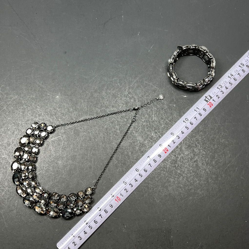 Monet Dark Grey Rhinestone Necklace & Bracelet Set