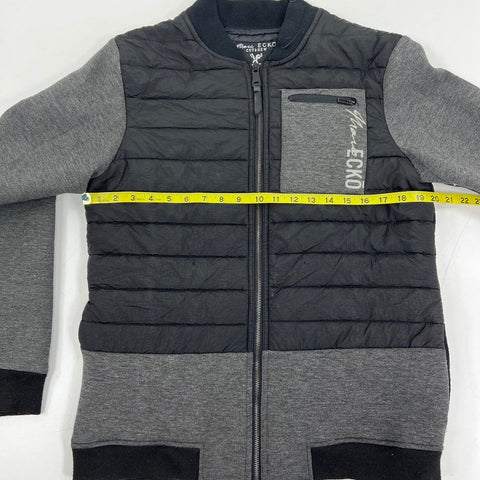 Marc Ecko Cut & Sew Men's Hybrid Quilted Puffer Jacket Black Gray Sz M