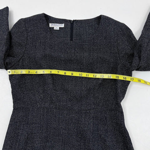 Vintage Pendleton Women's Gray Virgin Wool Long Sleeve Dress Sz 4 Petite