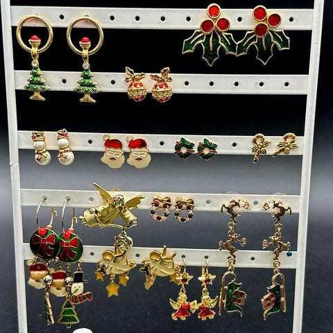 Christmas Holiday Costume Jewelry Lot 22pc Necklaces Bracelets Earrings Enamel