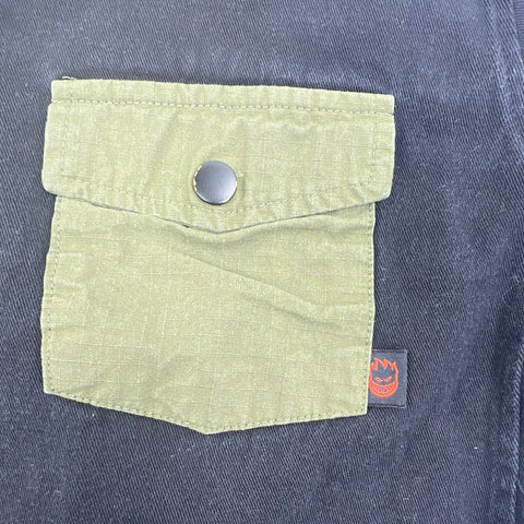 Spitfire Men's The End Chore Jacket Black Green Contrast Skate Size S