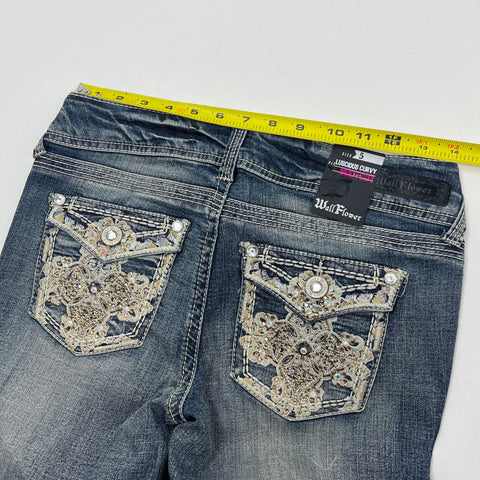 Wallflower NWT Y2K Blue Curvy Embellished Bootcut Jeans Women's Size 5