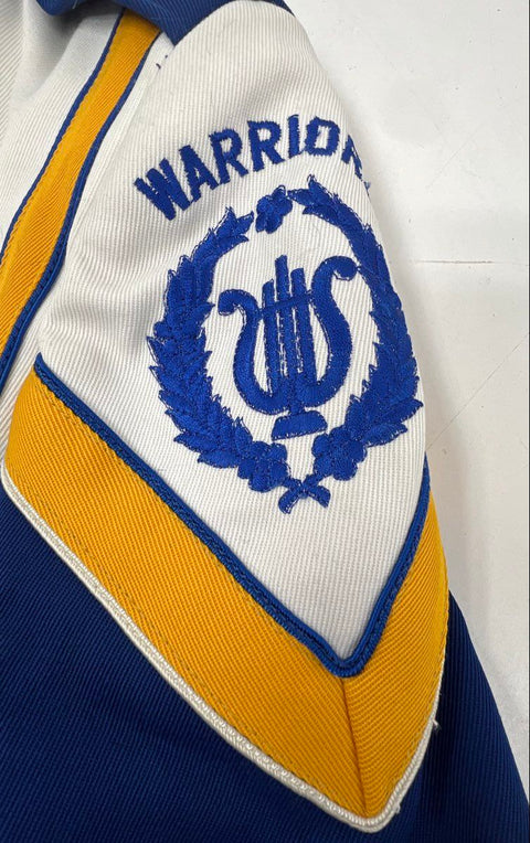 Vintage Marching Band Uniform Jacket Bib Trousers Set Blue White Gold Warriors