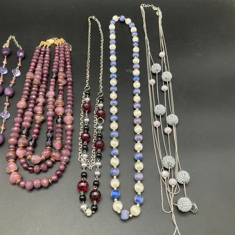 Costume Jewelry Lot of 8 Necklaces Beaded Multi-strand Shell Pendant Fashion