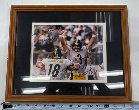 Autographed Sports Memorabilia Lot Framed Huskers Steelers Hockey 3 Pieces