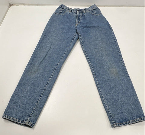 Vintage 90s Pepe Women's Blue High Waist Pleated Button Fly Tapered Jeans Sz 32