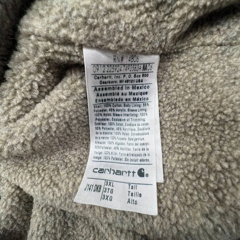 Carhartt Faded Brown Duck Canvas Thermal Lined Hooded Active Jacket Men's XL