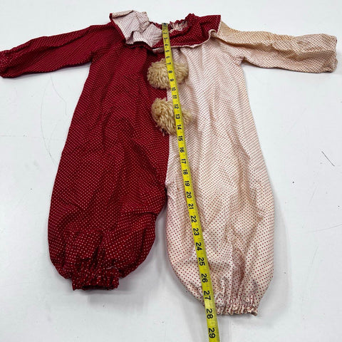 Vintage 1950s Childrens Clown Costume Polka Dot Jumpsuit Sz S/M