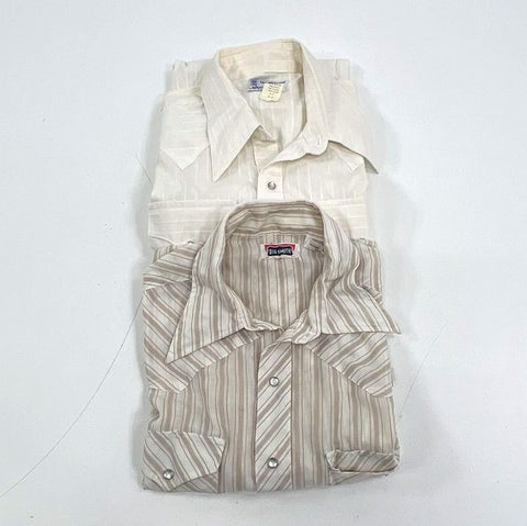 Vintage 70s/80s Lot of 2 Western Pearl Snap Shirts Big Smith Tru-West Sz L