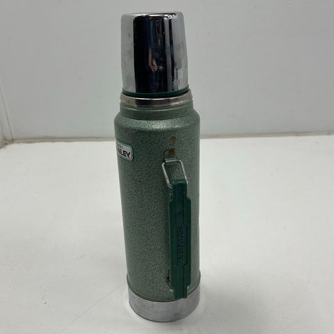 Vintage 80s Aladdin Stanley Green Hammertone Vacuum Bottle Thermos 1 Quart USA