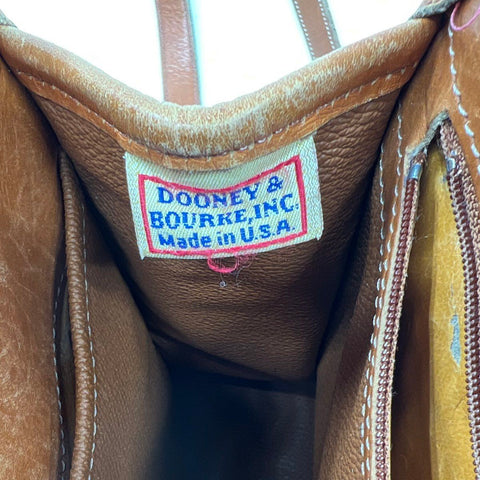 Vintage 90s Dooney Bourke Black Tan All Weather Leather Satchel Crossbody Bag