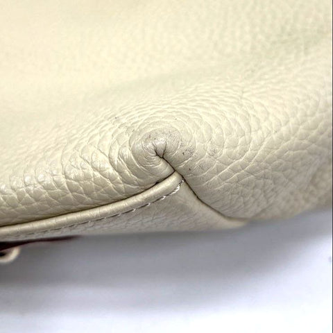 Dooney & Bourke Cream Pebbled Leather Lock Hobo Shoulder Bag Silver Hardware