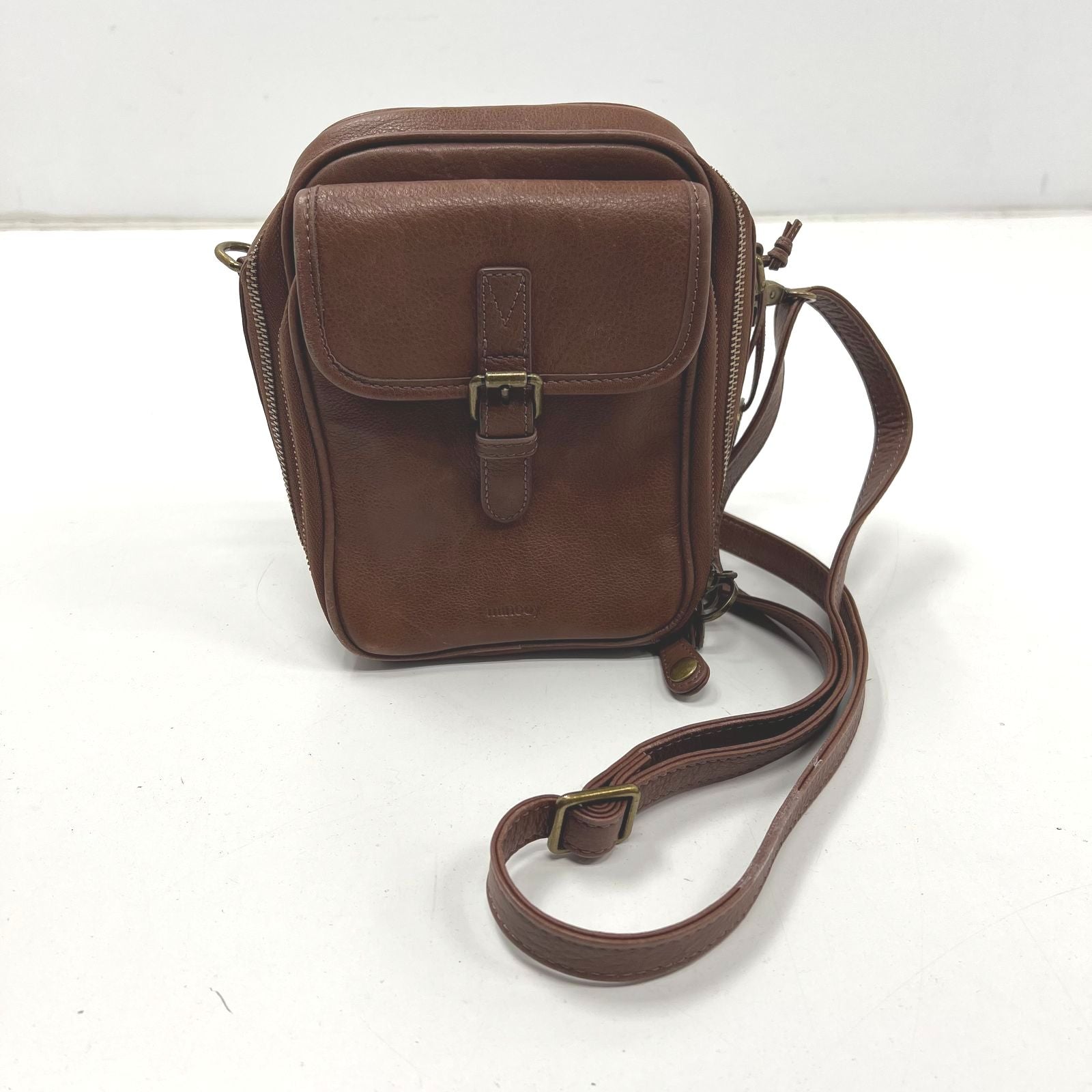 Minnoy Brown Vegan Leather Crossbody Bag Cell Phone Purse Wallet Organizer