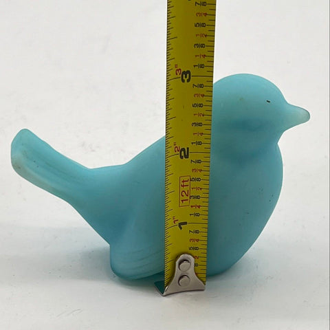 Bluebird Figurine Blue Satin Matte Art Glass Unmarked Vintage 4 Inch