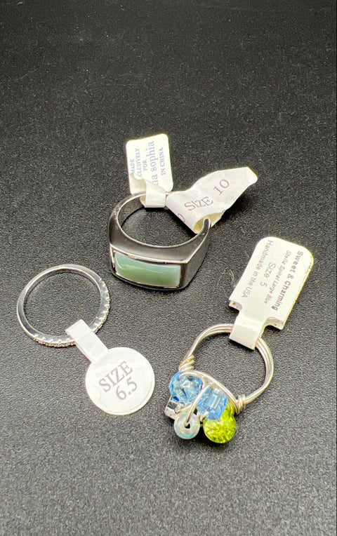 Via Sophia Sweet & Charming Silver Tone Fashion Ring Jewelry Lot of 11