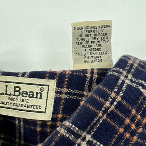 Men's LL Bean Blue Orange Plaid Long Sleeve Button Up Cotton Shirt - Size XLT