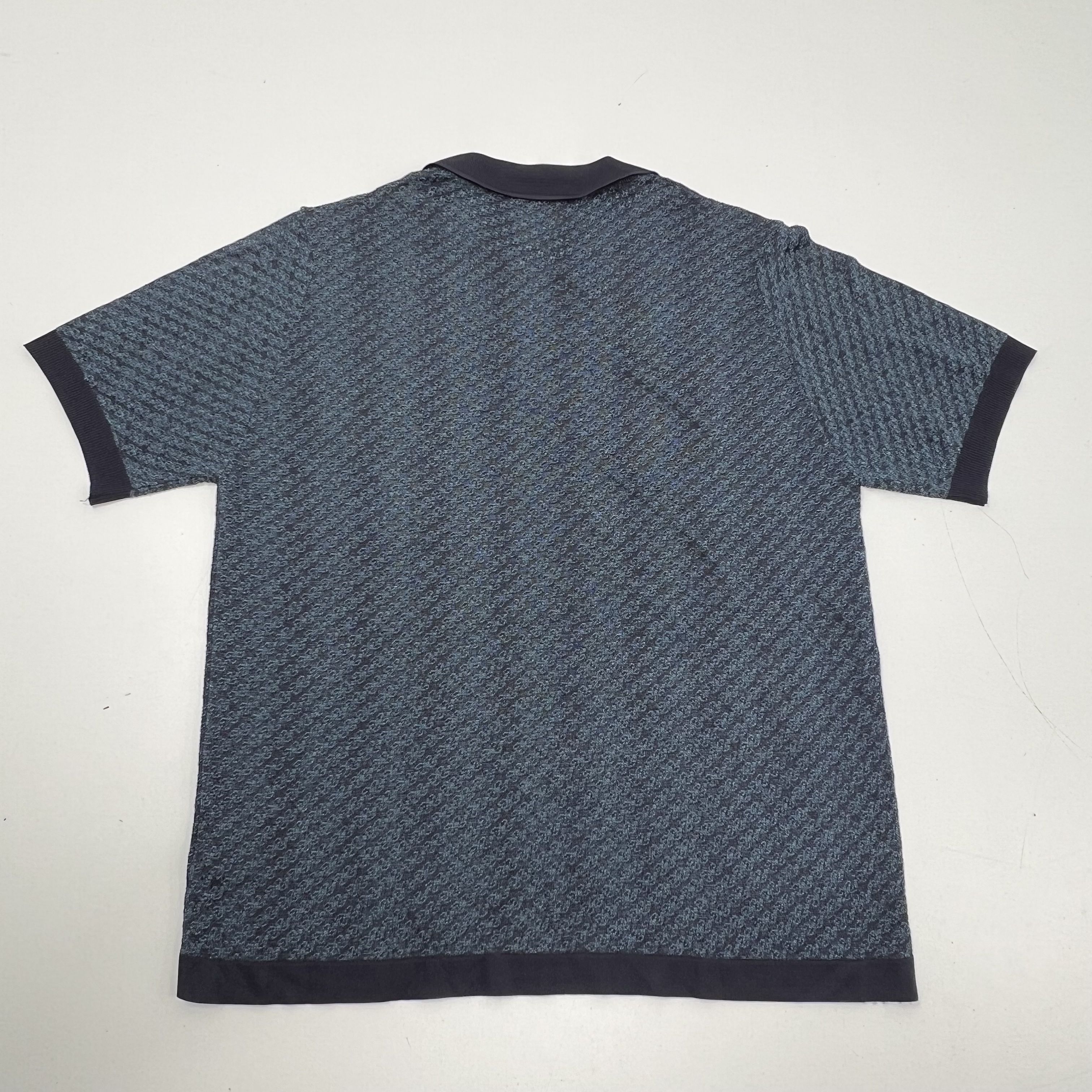 Vintage 90s Montagut Textured Knit Geometric Polo Shirt Fil Lumiere Sz M