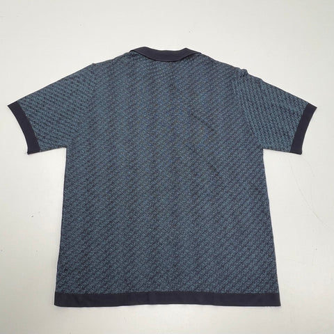 Vintage 90s Montagut Textured Knit Geometric Polo Shirt Fil Lumiere Sz M
