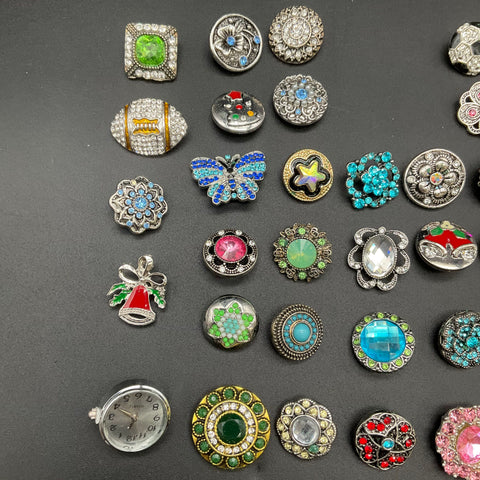 Stretch Ring with 40 Interchangeable Snap Charms Jewelry Lot Watch Ladybug