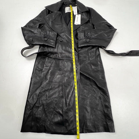 Babaton Women's Black Tabloid Vegan Leather Trench Jacket Sz S NWT