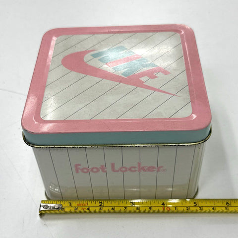 Vintage 90s Nike Baby Sneakers White Pink Infant Crib Shoes Booties Tin Box