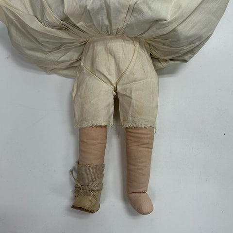 Vintage Cloth Doll 18" Peasant Outfit Mask Face Red Hair Painted Features