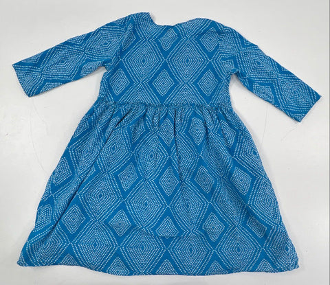 Anouk by Myntra Women's Blue Geometric Print Cotton Tassel Tie Neck Dress Sz S