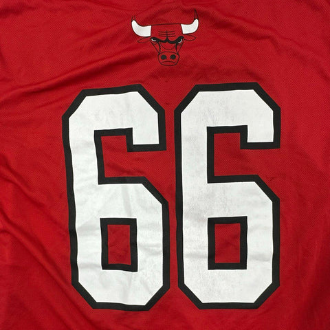 NBA Men's Chicago Bulls #66 Baseball Jersey Red Button Up Mesh Sz XL