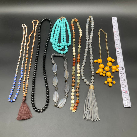 Loft & Fashion Jewelry Lot of 7 Bead Necklaces Tassel Turquoise Style Bib 1.2lb