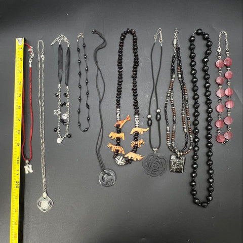3lb Costume Jewelry Necklace Lot Statement Beaded Boho Animal Motif Wearable