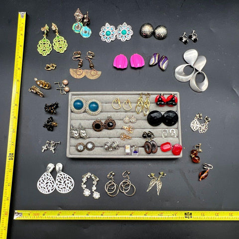 Vintage to Modern Costume Jewelry Lot Clip On Screw Back Earrings 35+ Pairs