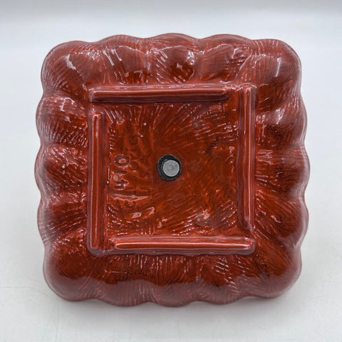 California Originals Tidbit Dish 410 Orange Red Lava Glaze MCM Pottery 7 Inch