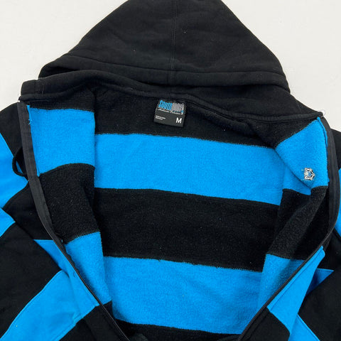 South Pole Men's Blue Black Striped Full Zip Hoodie Streetwear Sz M
