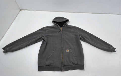 Carhartt Faded Charcoal Full Zip Thermal Lined Hooded Sweatshirt Sz M