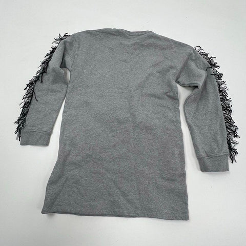 Stella McCartney Kids Fringed Star Sweatshirt Dress Gray Sz 14Y