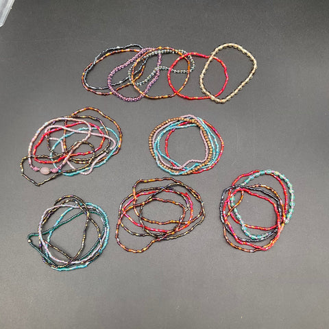 Beaded Stretch Bracelet Lot Colorful Boho Seed Bead Stackable Jewelry Set of 28