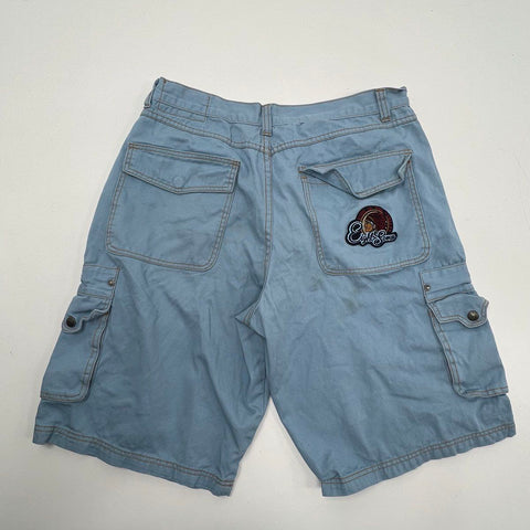 Vintage Y2K Eight Seven Men's Blue Cargo Shorts Hip Hop Baggy Skate Size 38