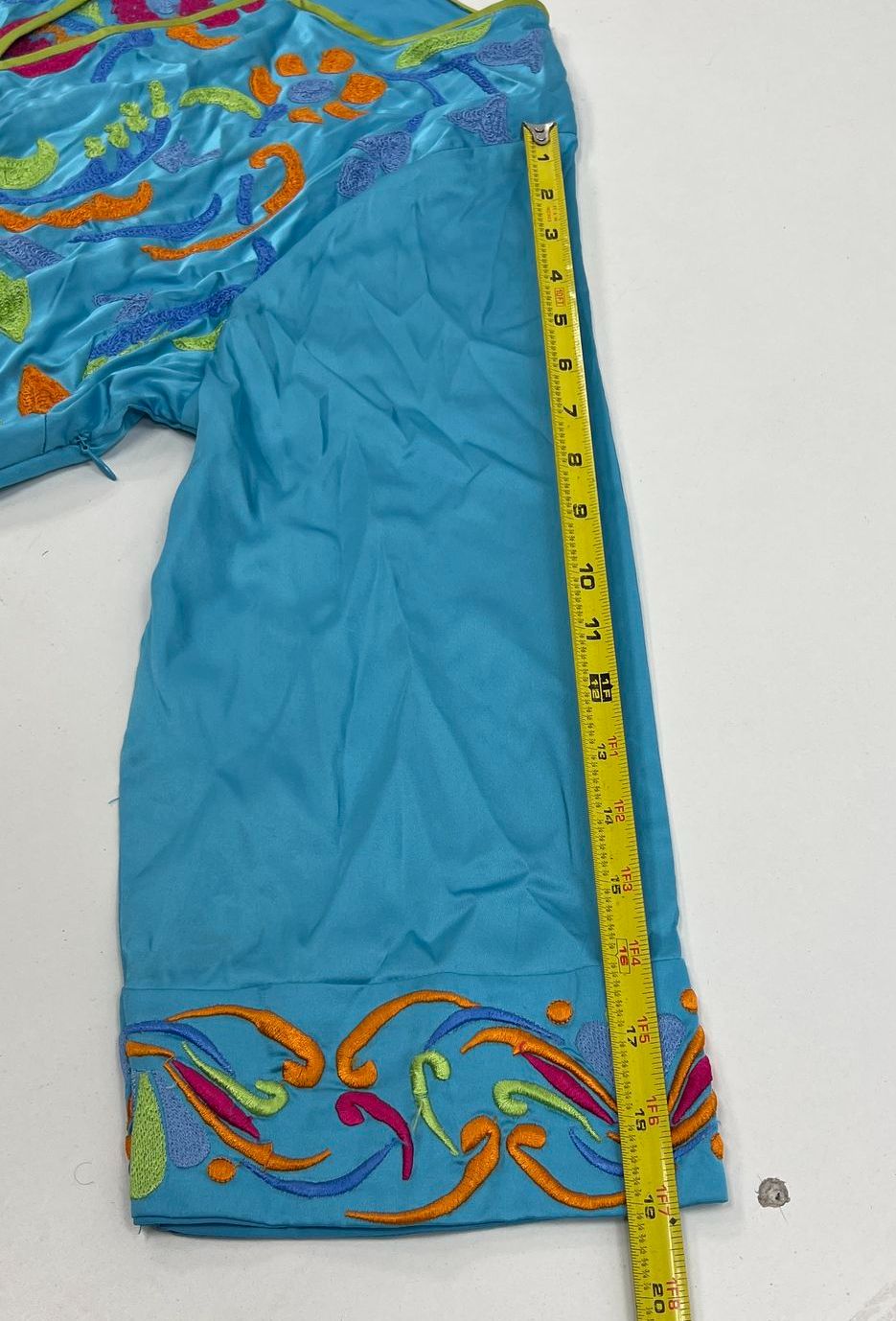 NWT Women's Gretchen Scott Blue Embroidered Polyester Side Zip Dress Size Small